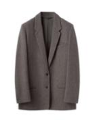 Lemaire - Oversized Single-breasted Tweed Blazer - Womens - Grey