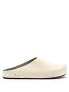 Matchesfashion.com Marni - Grained-leather Slipper Shoes - Mens - White