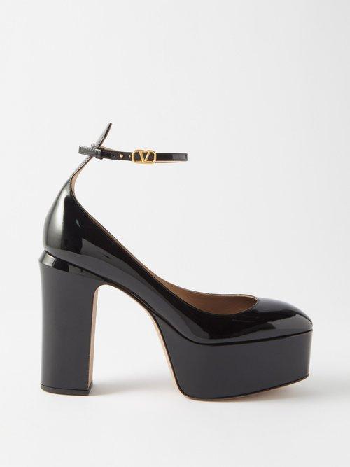 Valentino Garavani - Tan-go 120 Patent-leather Platform Pumps - Womens - Black
