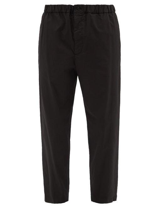 Jil Sander - Elasticated-waist Cotton-poplin Trousers - Mens - Black