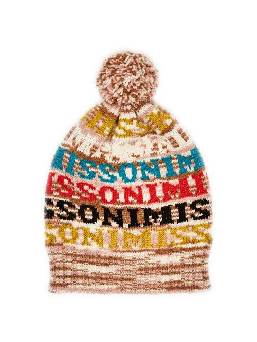 Matchesfashion.com Missoni - Logo Knit Wool Beanie Hat - Womens - Brown