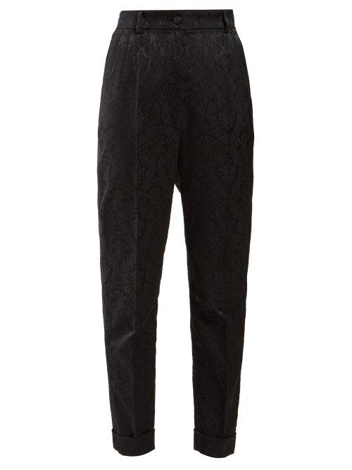 Matchesfashion.com Dolce & Gabbana - Floral Jacquard Trousers - Womens - Black