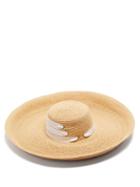 Matchesfashion.com Lola Hats - Espartina Grosgrain-trim Raffia Hat - Womens - Beige White