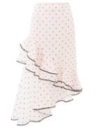 Matchesfashion.com Erdem - Antoinette Polka-dot Ruffled Silk-blend Skirt - Womens - Light Pink