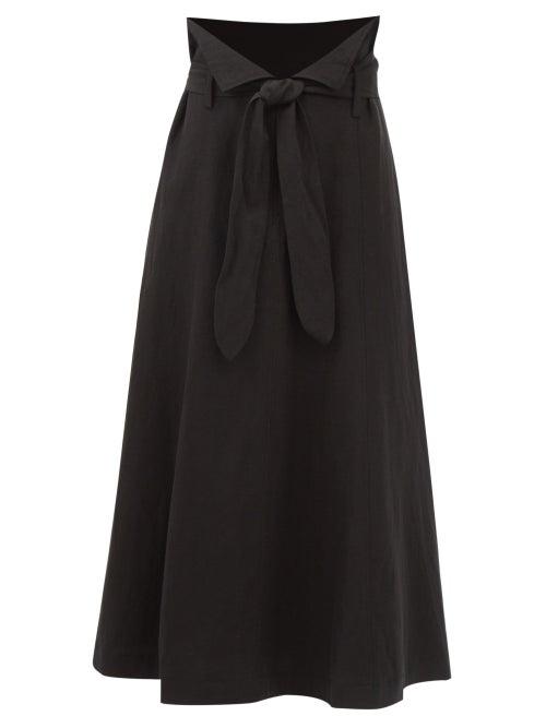Mara Hoffman - Anna Waist-tie Tencel-blend Midi Skirt - Womens - Black
