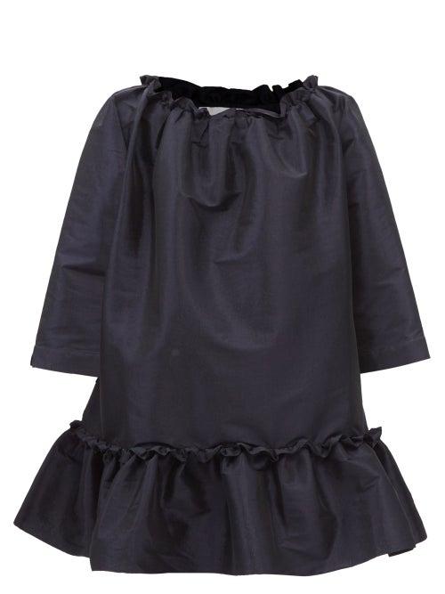 Kika Vargas - Ruffled Silk-blend Taffeta Mini Dress - Womens - Navy