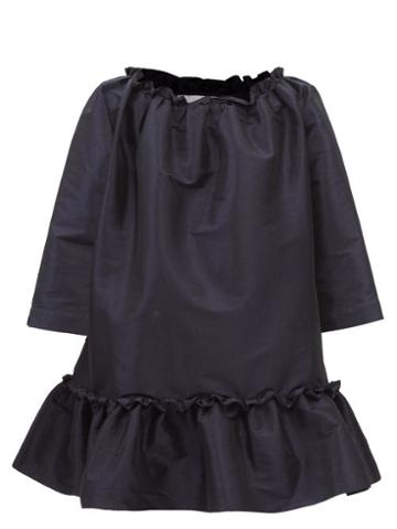 Kika Vargas - Ruffled Silk-blend Taffeta Mini Dress - Womens - Navy