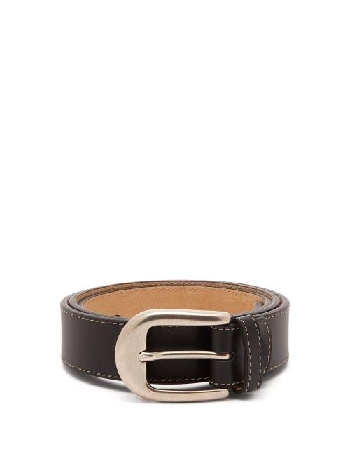 Matchesfashion.com A.p.c. - Topstitched Leather Belt - Mens - Black