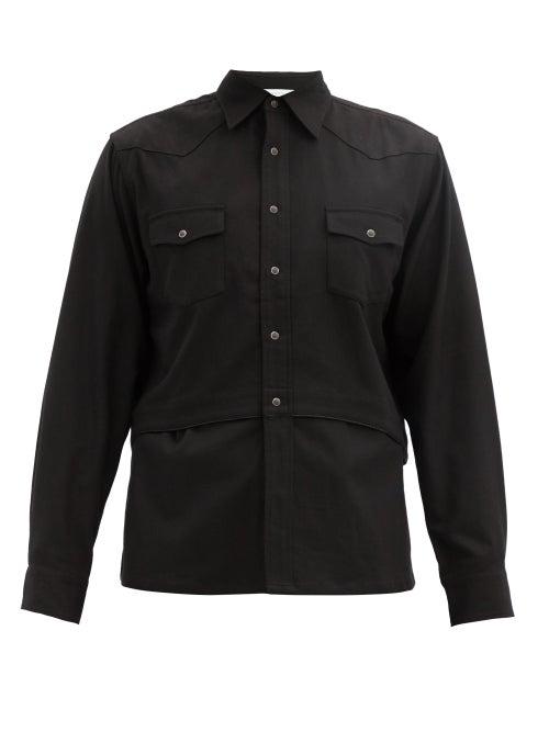 Matchesfashion.com Sasquatchfabrix - Western Layered Crepe Shirt - Mens - Black