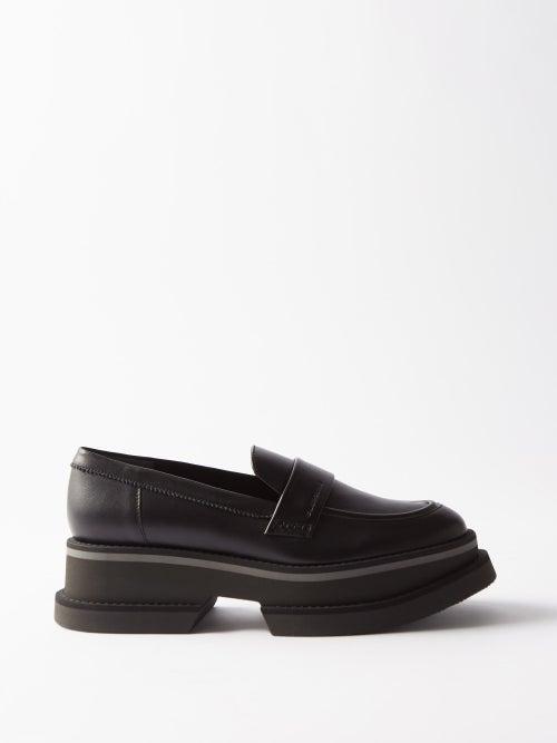 Clergerie - Banel Leather Flatform Loafers - Womens - Black