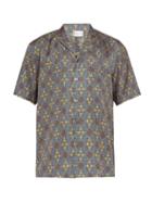 Matchesfashion.com All At Sea - Anchor Print Short Sleeved Silk Shirt - Mens - Multi
