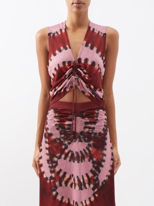 Altuzarra - Jofur V-neck Shibori-jersey Top - Womens - Red Multi