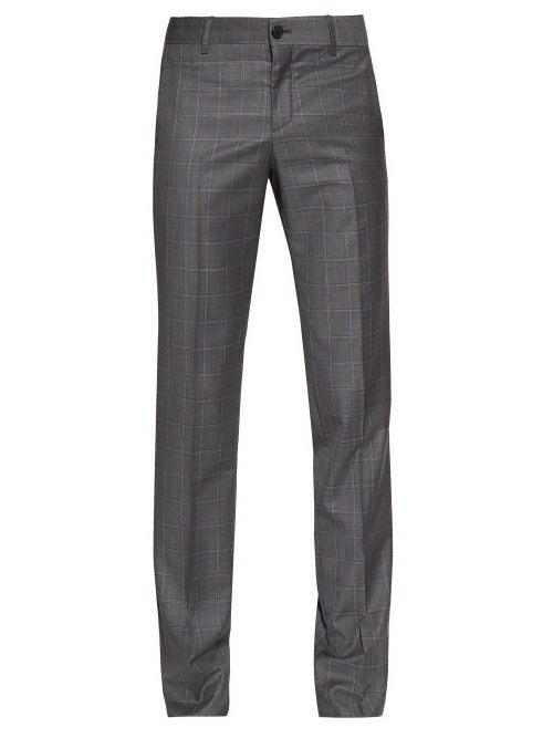 Matchesfashion.com Balenciaga - Windowpane Check Twill Trousers - Mens - Grey