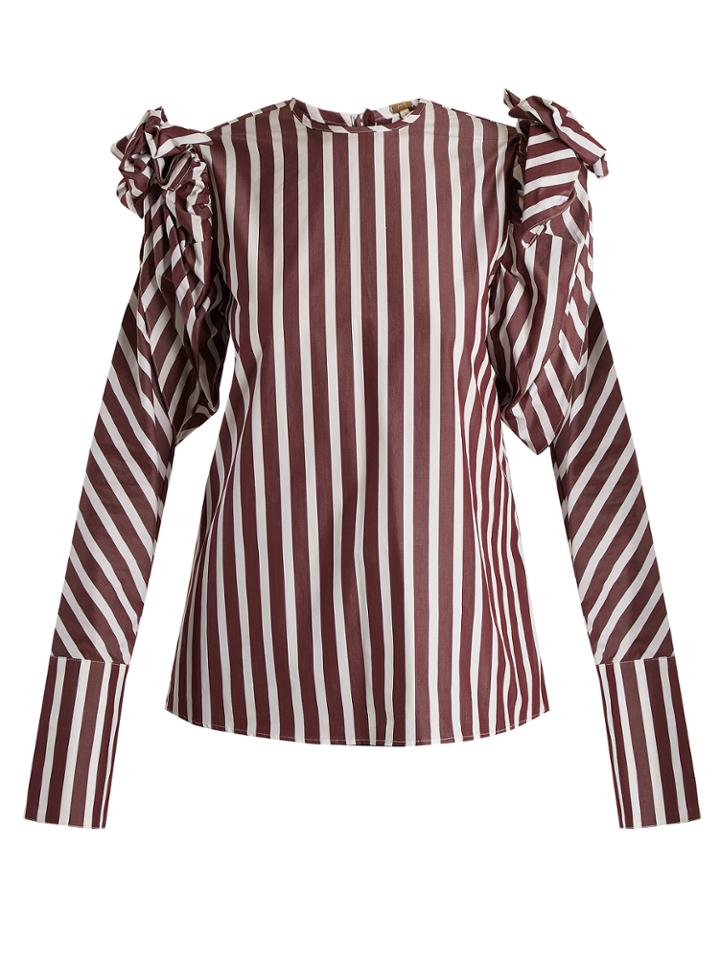 Johanna Ortiz Clementina Striped Cotton-poplin Top
