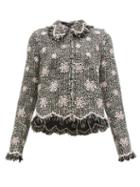 Matchesfashion.com Giambattista Valli - Floral Embroidered Tweed Jacket - Womens - Black Multi