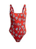 Matchesfashion.com Fisch - Select Fish Print Swimsuit - Womens - Red Multi