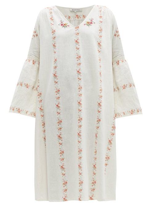 Matchesfashion.com D'ascoli - Suffolk Floral Print Cotton Midi Dress - Womens - Pink