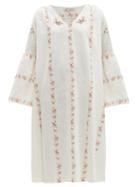 Matchesfashion.com D'ascoli - Suffolk Floral Print Cotton Midi Dress - Womens - Pink