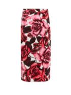 Matchesfashion.com Prada - Rose Print Cotton Canvas Midi Skirt - Womens - Pink Print
