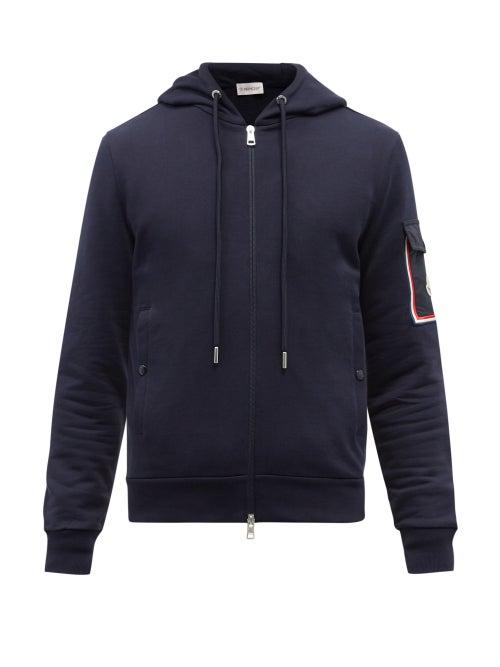 Moncler - Cargo-pocket Zipped Cotton-jersey Sweatshirt - Mens - Dark Blue