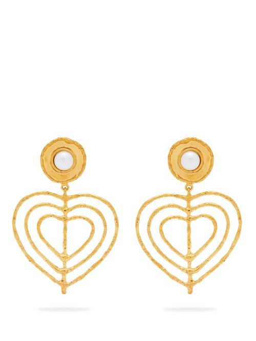 Matchesfashion.com Sylvia Toledano - Valentine Heart Clip On Earrings - Womens - Pearl