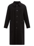 Matchesfashion.com Ami - Single-breasted Wool Overcoat - Mens - Black