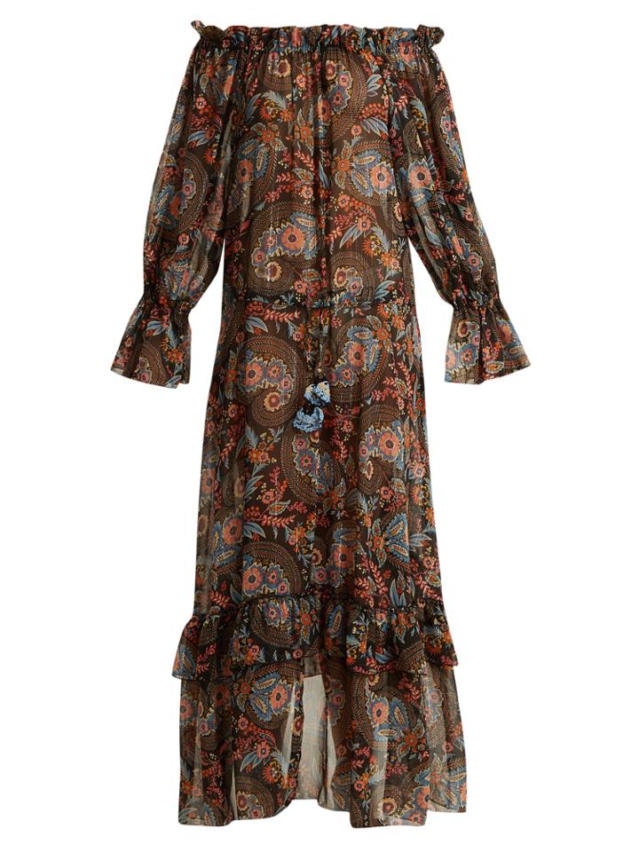 Anjuna Sofia Floral-print Off-the-shoulder Dress