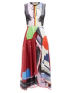 Ladies Rtw Roksanda - Hamina Abstract-print Silk Dress - Womens - White Multi