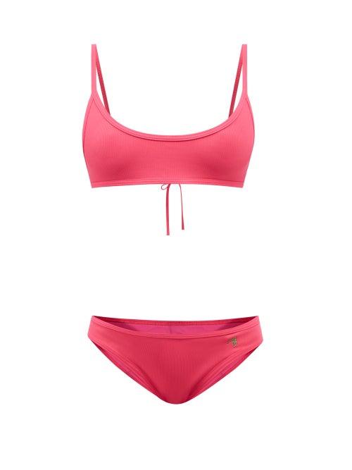 The Attico - Crystal-logo Scoop-neck Bikini - Womens - Pink