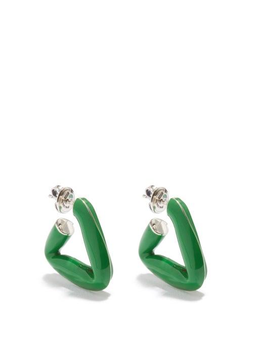 Ladies Jewellery Bottega Veneta - Triangle Enamel & Sterling-silver Earrings - Womens - Green