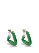 Ladies Jewellery Bottega Veneta - Triangle Enamel & Sterling-silver Earrings - Womens - Green