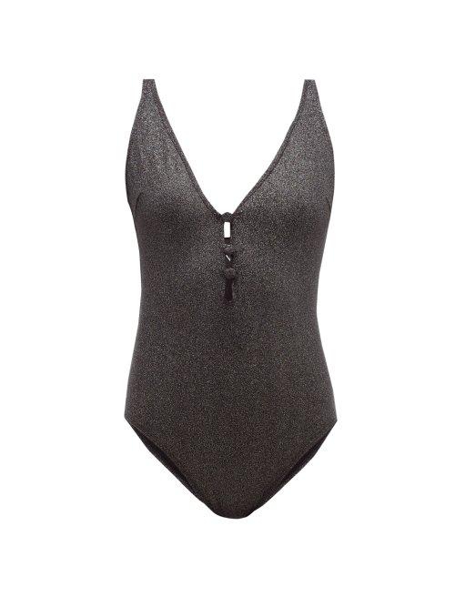 Matchesfashion.com Leslie Amon - Rita Metallic Swimsuit - Womens - Black