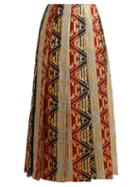 Matchesfashion.com Gucci - Logo Jacquard Striped Wool Blend Skirt - Womens - Multi