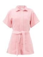 Matchesfashion.com Terry - Il Pareo Belted Cotton-terry Playsuit - Womens - Light Pink
