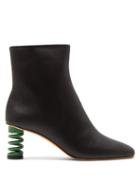 Matchesfashion.com Gray Matters - Molla Spring Heel Leather Ankle Boots - Womens - Black Green