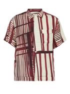 Matchesfashion.com Ditions M.r - Willy Abstract Print Short Sleeved Shirt - Mens - Burgundy White