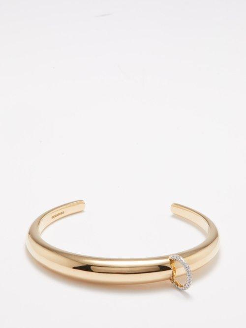 Rainbow K - Piercing Diamond & 14kt Gold Bracelet - Womens - Gold Multi