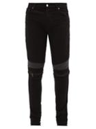 Matchesfashion.com Amiri - Mx2 Skinny Leg Leather Panel Jeans - Mens - Black
