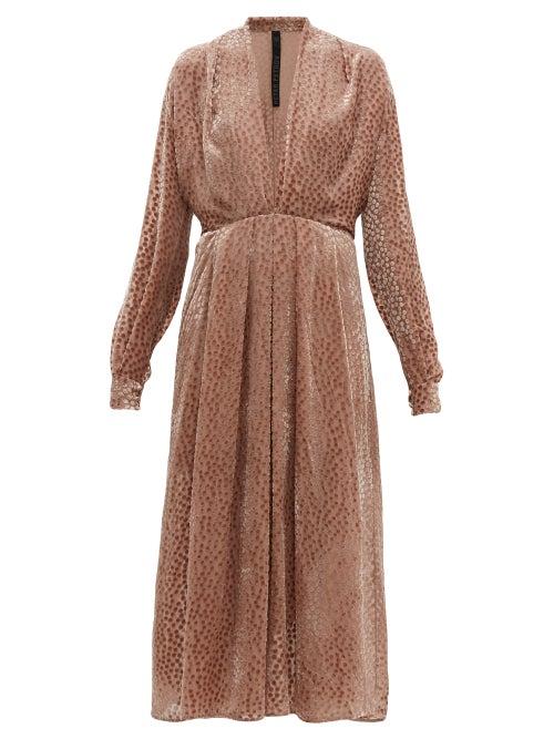 Matchesfashion.com Petar Petrov - Denver Devor Velvet Midi Dress - Womens - Light Pink
