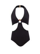 Hunza G - Ursula Cutout Ribbed-jersey Swimsuit - Womens - Black
