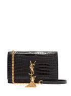 Matchesfashion.com Saint Laurent - Kate Crocodile-effect Leather Cross-body Bag - Womens - Black