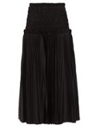 Matchesfashion.com Khaite - Rosa Pleated Cotton Poplin Midi Skirt - Womens - Black