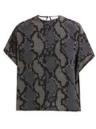 Matchesfashion.com Raey - Square Geo Snake Print Silk Top - Womens - Navy Print