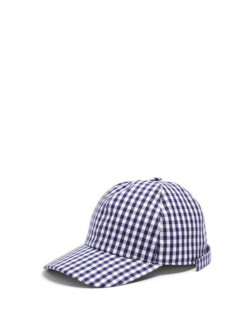 Matchesfashion.com Federica Moretti - Bil Gingham Cotton Cap - Womens - Navy