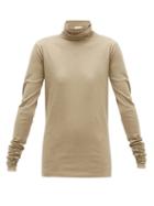 Matchesfashion.com Lemaire - Roll Neck Cotton Blend Top - Womens - Light Green