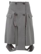Matchesfashion.com Maison Margiela - Deconstructed Houndstooth Pencil Skirt - Womens - Grey