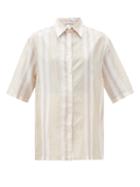 Matchesfashion.com Acne Studios - Striped Poplin Short-sleeved Shirt - Womens - Multi