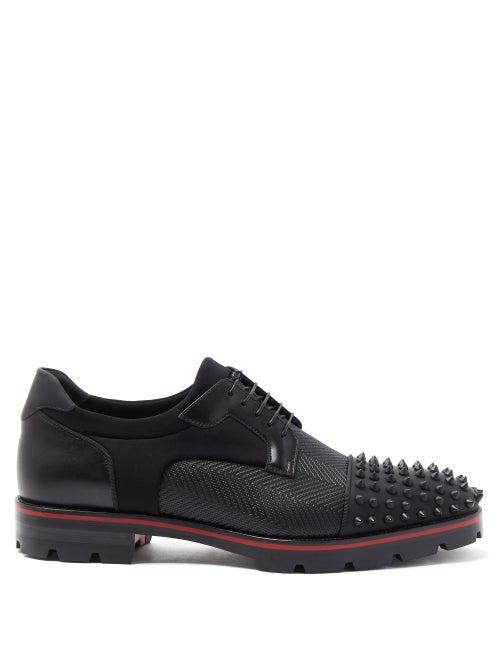 Matchesfashion.com Christian Louboutin - Luis Spike-toe Leather And Neoprene Derby Shoes - Mens - Black