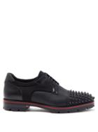 Matchesfashion.com Christian Louboutin - Luis Spike-toe Leather And Neoprene Derby Shoes - Mens - Black