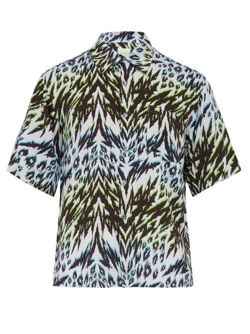 Matchesfashion.com Aries - Animal Hawaiian Print Short Sleeved Shirt - Mens - Blue Multi